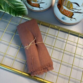 Organic Scarfs Bambu Kraş Şal Modeli -Kestane Kabuğu