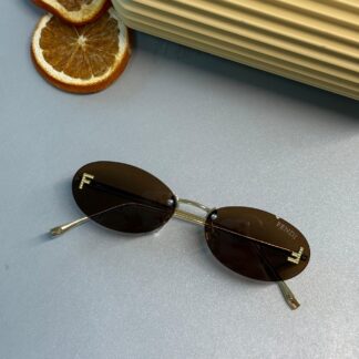 Fendi Kristal Oval Güneş Gözlüğü - Kahve Gradyan