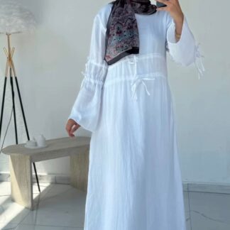 Solera Müslin Elbise L100216 - Beyaz ( Astarlı )