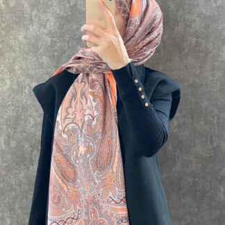 Etro Etnik Desen Pamuk Soft Şal 36631 - Turuncu