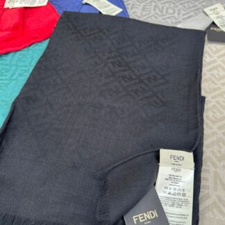 İTHAL A+ Fendi Yün İpek Çift Taraflı Marka Şal 87452 - Siyah