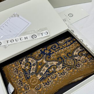 Touch İthal Etnik Desen Yün İpek Şal 34330 - Kahve Mavi