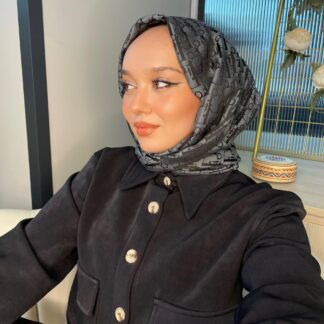 Dior Desenli İpek Kaşmir Çift Taraflı Şal 78002 - Antrasit