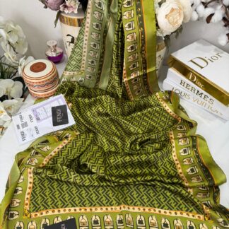 Fendi Çift Taraflı Vual İpek Şal 11143 - Lime
