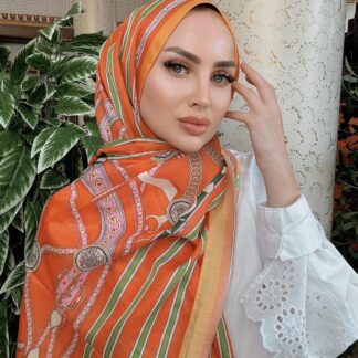 Hermes Kemer Desen Pamuk Soft Şal 61533 - Turuncu