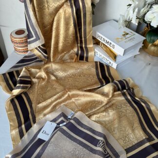 Dior Çift Taraflı İthal Vual İpel Şal 78632 - Gold-Bej