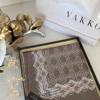 Vakko Şerit Desen Pamuk Soft Eşarp 14589 - Bademi