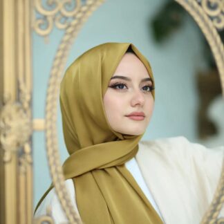 Bambu Kraş Premium İpek Şal - Yağ Yeşili - Organic ScarfsOrganic Scarfs