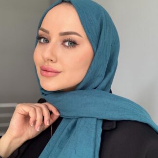 Organic Scarfs Bambu Kraş Şal Modeli - Petrol