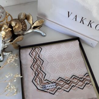 Vakko Şerit Desen Pamuk Soft Eşarp 14589 - Bej