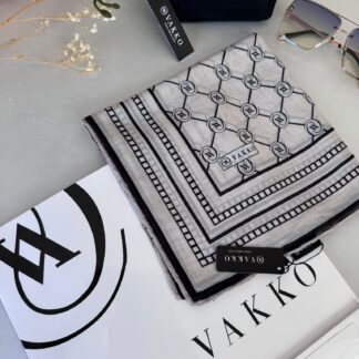 Vakko Monogram Desen Pamuk Soft Eşarp 21510 - Bej