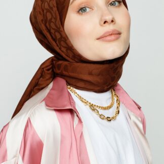 BLOOM Desen Jakar Şal - Çikolata - Organic ScarfsOrganic Scarfs