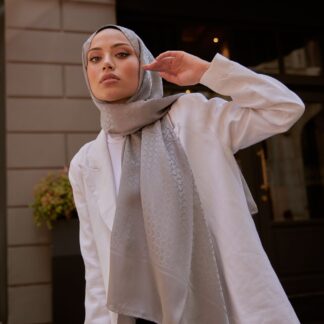 BLOOM Desen Jakar Şal - Gümüş - Organic ScarfsOrganic Scarfs