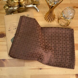 Bloom Desen Pamuk İpeksi Jakar Şal - Kahverengi - Organic ScarfsOrganic Scarfs