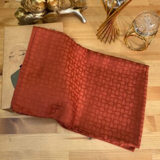 Bloom Desen Pamuk İpeksi Jakar Şal - Kiremit - Organic ScarfsOrganic Scarfs