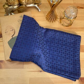 Bloom Desen Pamuk İpeksi Jakar Şal - Lacivert - Organic ScarfsOrganic Scarfs
