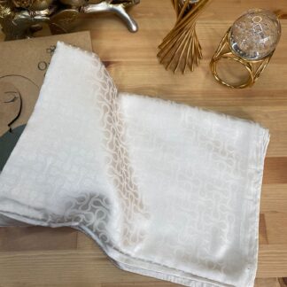 Bloom Desen Pamuk İpeksi Jakar Şal - Taş - Organic ScarfsOrganic Scarfs
