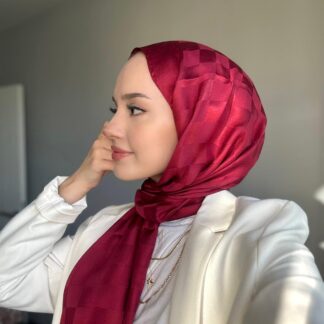 Bonjela Dama Desen Jakar Şal - Bordo - Organic ScarfsOrganic Scarfs