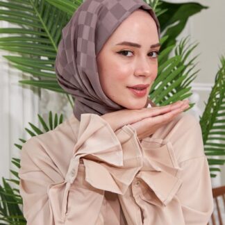 Bonjela Dama Desen Jakar Şal - Koyu Vizon - Organic ScarfsOrganic Scarfs