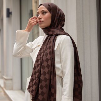 Bonjela Marka Dama İpeksi Jakar Şal - Acı Kahve - Organic ScarfsOrganic Scarfs