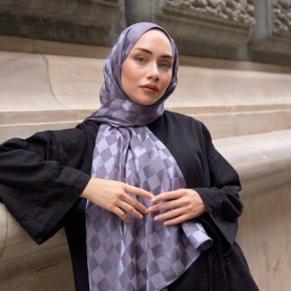 Bonjela Marka Dama İpeksi Jakar Şal - Antrasit - Organic ScarfsOrganic Scarfs