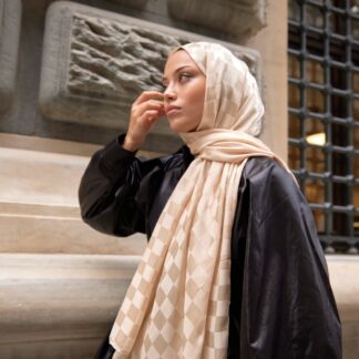 Bonjela Marka Dama İpeksi Jakar Şal - Bej - Organic ScarfsOrganic Scarfs