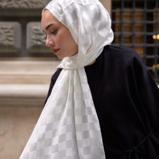 Bonjela Marka Dama İpeksi Jakar Şal - Ekru - Organic ScarfsOrganic Scarfs