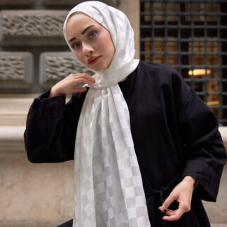 Bonjela Marka Dama İpeksi Jakar Şal - Ekru - Organic ScarfsOrganic Scarfs