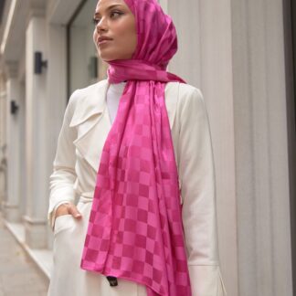 Bonjela Marka Dama İpeksi Jakar Şal - Fuşya - Organic ScarfsOrganic Scarfs