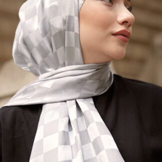 Bonjela Marka Dama İpeksi Jakar Şal - Gri - Organic ScarfsOrganic Scarfs