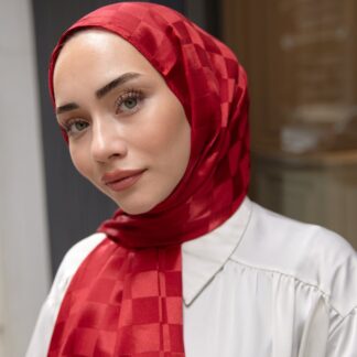 Bonjela Marka Dama İpeksi Jakar Şal - Kırmızı - Organic ScarfsOrganic Scarfs