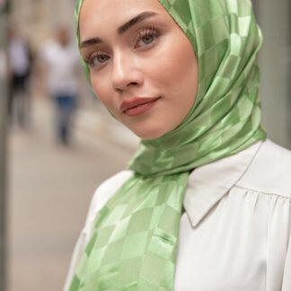 Bonjela Marka Dama İpeksi Jakar Şal - Lime - Organic ScarfsOrganic Scarfs