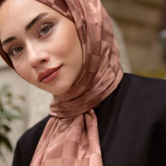 Bonjela Marka Dama İpeksi Jakar Şal - Mocha - Organic ScarfsOrganic Scarfs