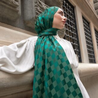 Bonjela Marka Dama İpeksi Jakar Şal - Zümrüt - Organic ScarfsOrganic Scarfs
