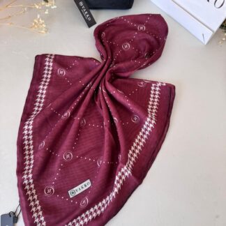 Vakko Kazayağı Desen Pamuk Soft Eşarp 36589 - Bordo