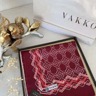 Vakko Şerit Desen Pamuk Soft Eşarp 14589 - Bordo