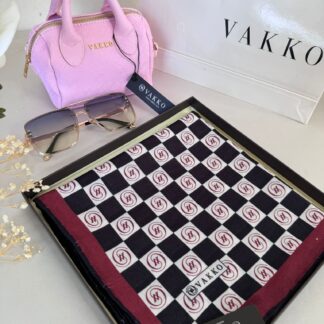 Vakko Dama Desen Pamuk Soft Eşarp 63411 - Bordo