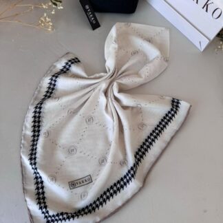 Vakko Kazayağı Desen Pamuk Soft Eşarp 36589 - Bej