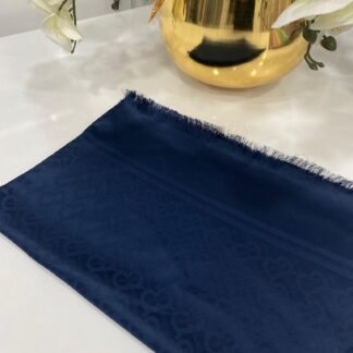 Burberry Pamuklu İpek Jakar Şal - Lacivert - Organic ScarfsOrganic Scarfs