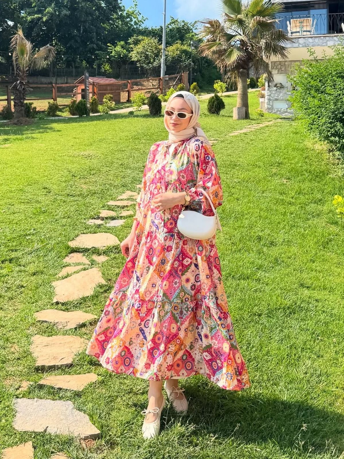 Freza Mango Çiçek Elbise - Pembe