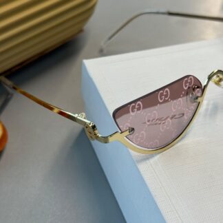 Gucci Metal Çerçeve Gold Kadın Güneş Gözlüğü - Pembe