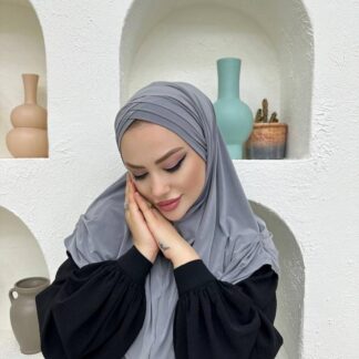Çapraz Üç Bantlı Uzun Drape Bone - Gri - Organic ScarfsOrganic Scarfs