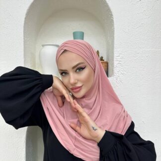 Çapraz Üç Bantlı Uzun Drape Bone - Pembe - Organic ScarfsOrganic Scarfs