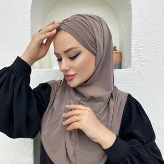 Çapraz Üç Bantlı Uzun Drape Bone - Vizon - Organic ScarfsOrganic Scarfs