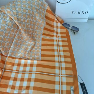 Ekose Desen Vakko Twill Eşarp 77005 - Turuncu