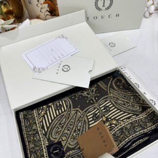 Touch İthal Etnik Desen Yün İpek Şal- 34880 - Kahve Gold