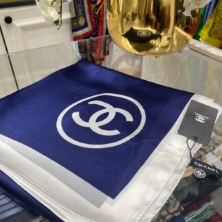 Chanel İthal Vual İpek Şal - Lacivert - Organic ScarfsOrganic Scarfs