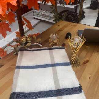 Çift Taraflı Yumuşak Dokulu Triko Örgü Şal & Atkı - İndigo - Organic ScarfsOrganic Scarfs