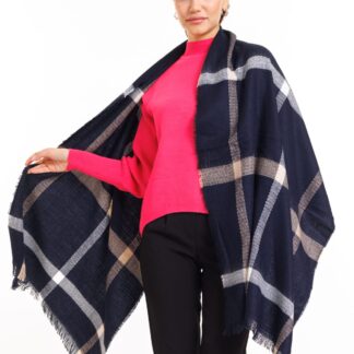 Çift Taraflı Yumuşak Dokulu Triko Örgü Şal & Atkı - Lacivert - Organic ScarfsOrganic Scarfs