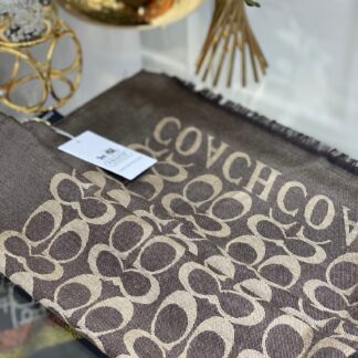 Coach Yün İpek A Kalite Çift Taraflı Marka Şal - Kahverengi - Organic ScarfsOrganic Scarfs